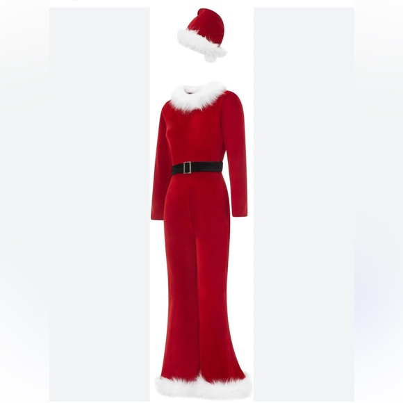 Mrs. Claus jumpsuit costume Christmas long sleeve 1 piece flare romper size XXL - Picture 1 of 7